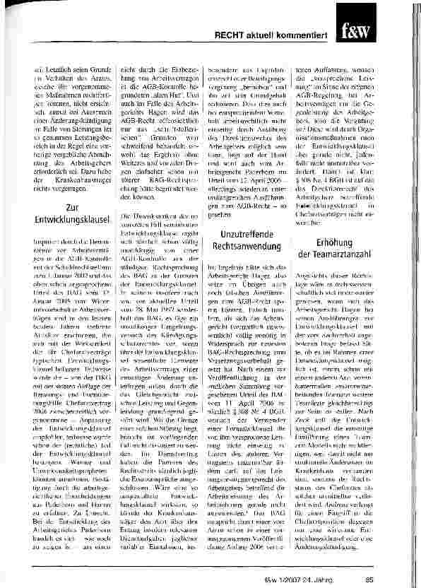 Vorschauseite 3: Erste Urteile zur AGB-Kontrolle von Entwicklungsklauseln