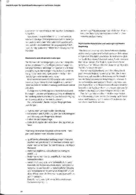 Vorschauseite 2: Empfehlungen für Qualitätsanforderungen an stationäre Hospize