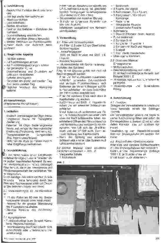 Vorschauseite 2: Pflegehandbuch der Anästhesieabteilung Teil 1: Arterielle Katheter, AV Hämofiltration