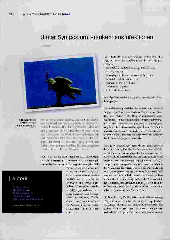 Vorschauseite 1: Ulmer Symposium Krankenhausinfektionen