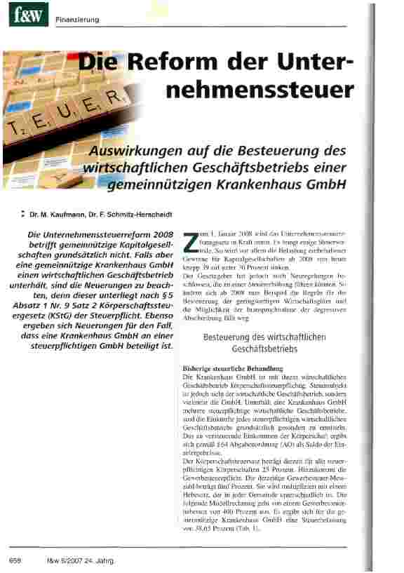 Vorschauseite 1: Die Reform der Unternehmenssteuer