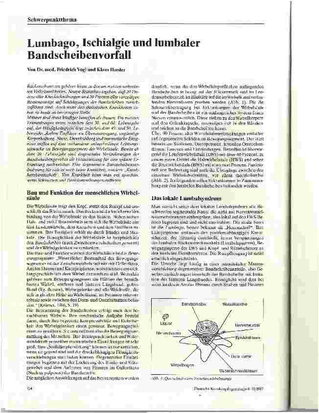 Vorschauseite 1: Lumbago, Ischialgie und lumbaler Bandscheibenvorfall