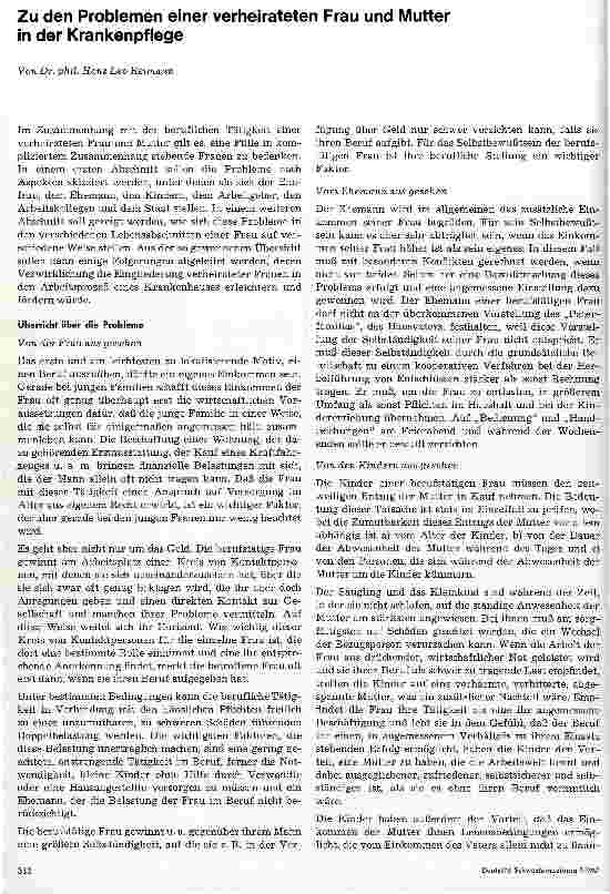 Vorschauseite 1: Zu den Problemen einer verheirateten Frau und Mutter in der Krankenpflege
