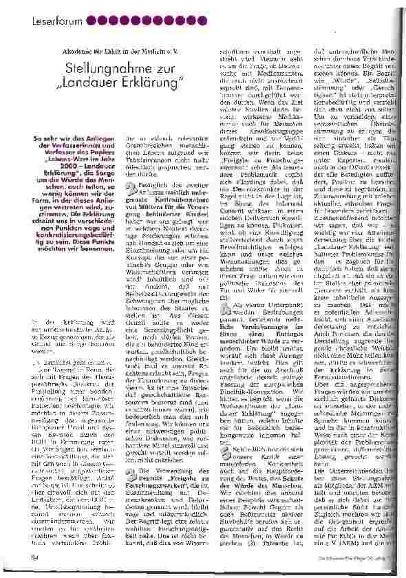 Vorschauseite 1: Stellungnahme zur Landauer Erklärung