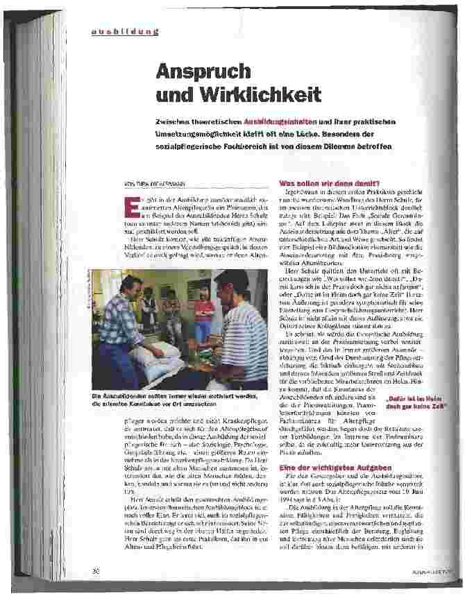 Vorschauseite 1: Anspruch und Wirklichkeit