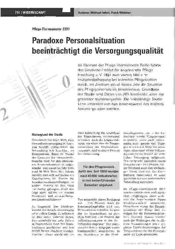 Vorschauseite 1: Paradoxe Personalsituation beeinträchtigt die Versorgungsqualität