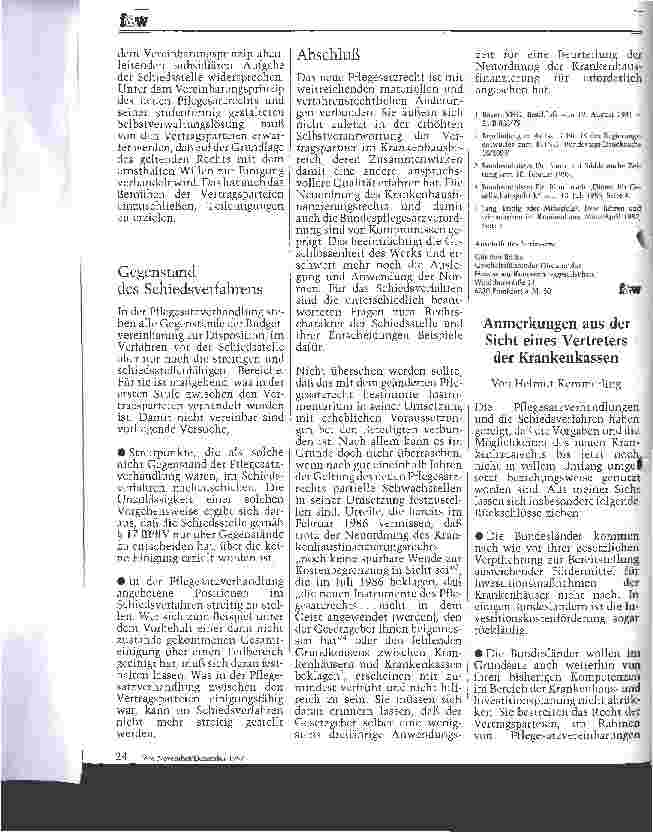 Vorschauseite 3: Anmerkungen zum Schiedsstellenverfahren aus Sicht der Krankenkassen und der Krankenkassen