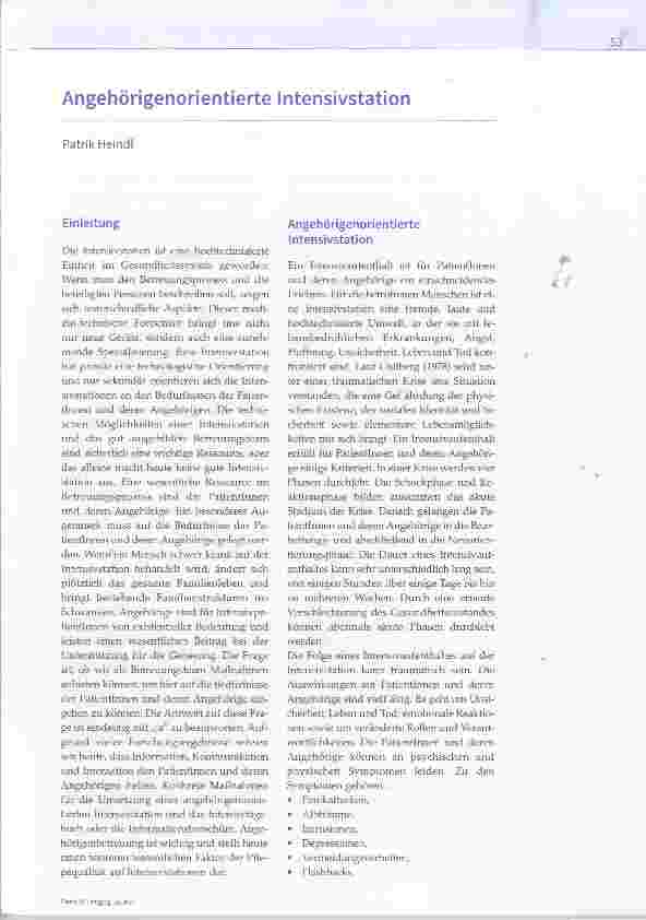 Vorschauseite 1: Angehörigenorientierte Intensivstation