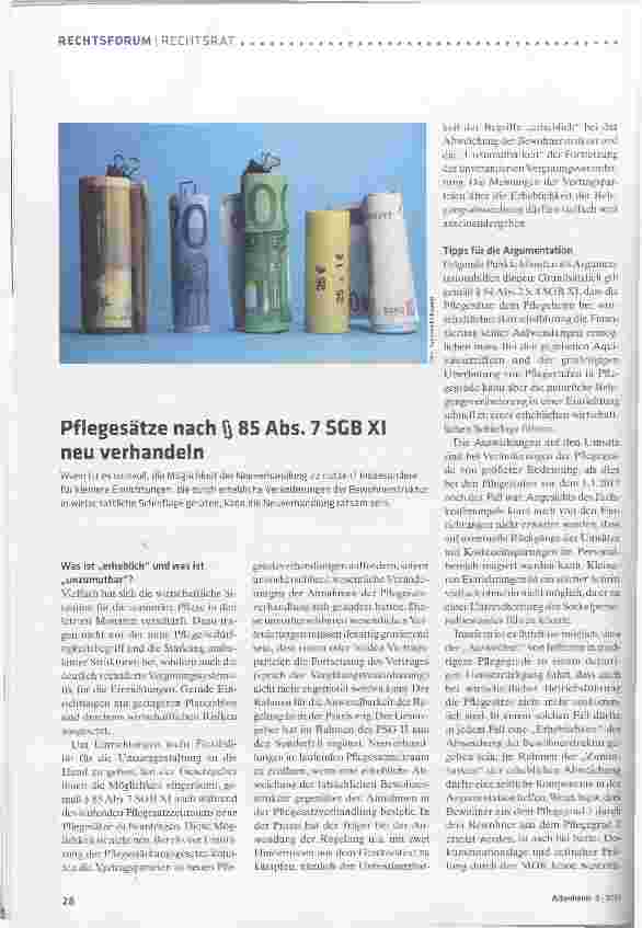 Vorschauseite 1: Pflegesätze nach 85 Abs. 7 SGB XI neu verhandeln