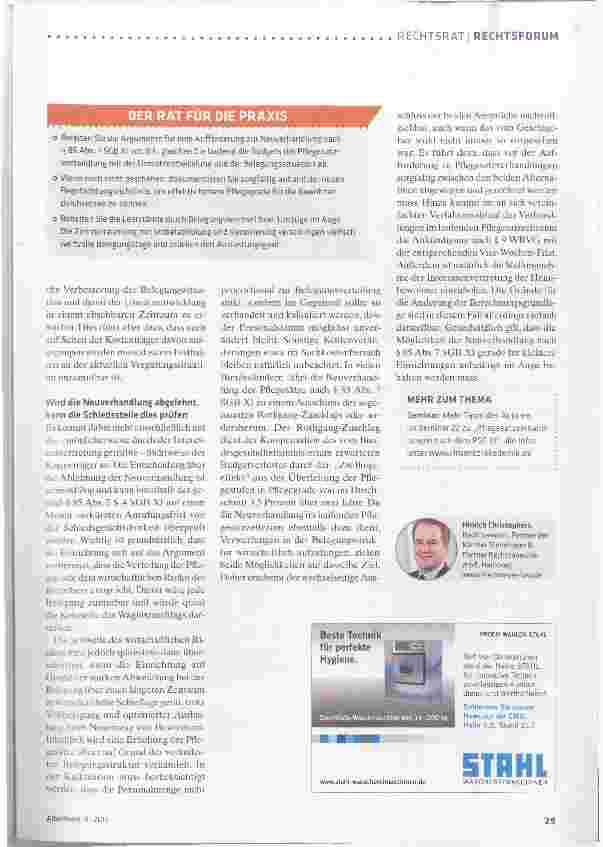 Vorschauseite 2: Pflegesätze nach 85 Abs. 7 SGB XI neu verhandeln