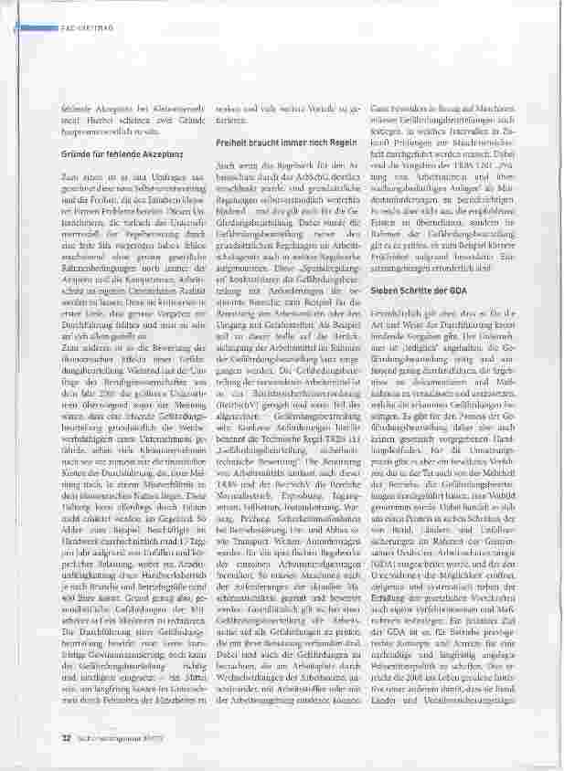 Vorschauseite 3: Die Gefährdungsbeurteilung ein erfolgreiches Instrument der Unternehmensführung