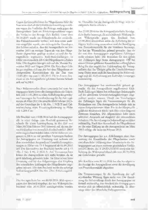 Vorschauseite 3: Zum anzurechnenden Einkommen aus Kick-Back-Zahlungen des Pflegedienstes hinsichtlichder Leistungsgewährung