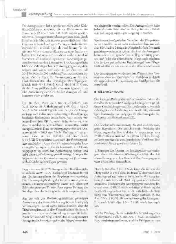 Vorschauseite 4: Zum anzurechnenden Einkommen aus Kick-Back-Zahlungen des Pflegedienstes hinsichtlichder Leistungsgewährung