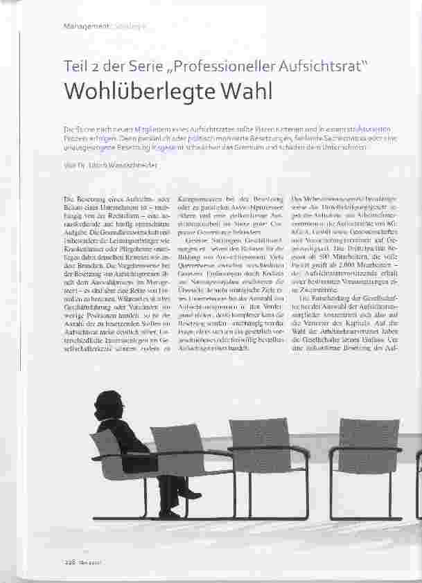 Vorschauseite 1: Teil 2 der Serie „Professioneller Aufsichtsrat Wohlüberlegte Wahl