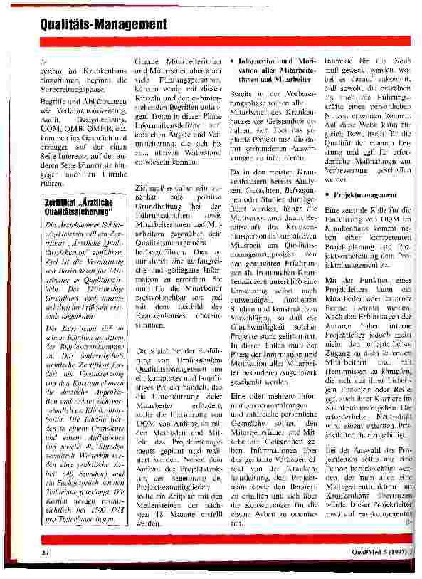 Vorschauseite 2: Praxis der Einführung von UQM im Krankenhaus