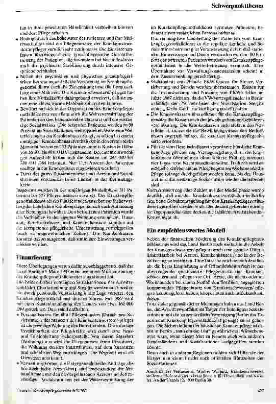 Vorschauseite 2: Krankenpflegenotdienst Ein Berliner Modellversuch wurde zur Dauereinrichtung