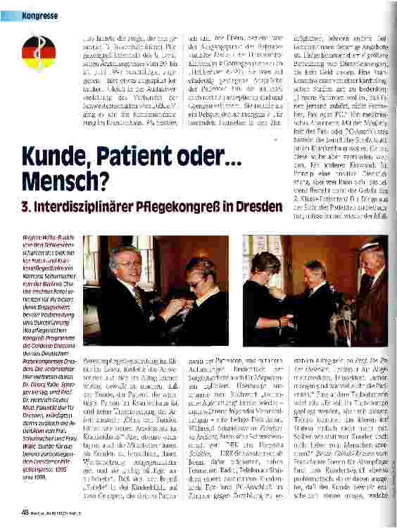 Vorschauseite 1: Kunde, Patient oder ... Mensch? 3. interdisziplinärer Pflegekongreß in Dresden