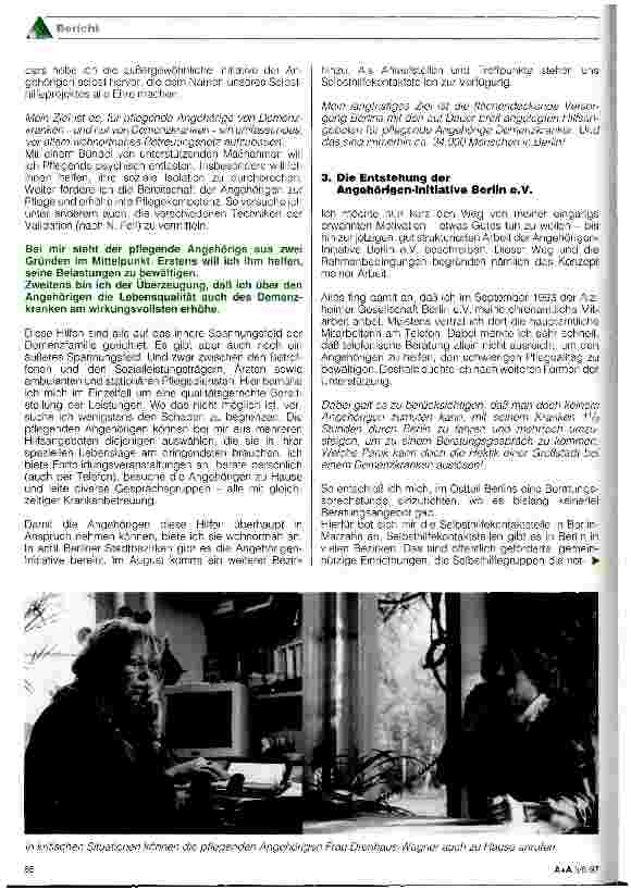 Vorschauseite 2: Die Angehörigen-Initiative-Berlin e. V. Über den eigeninitiativen Aufbau eines Selbsthilfenetzwerks für pflegende Angehörige