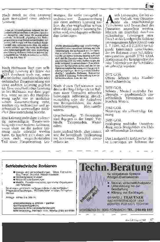 Vorschauseite 2: Abrechnung von operativen Leistungen Berechnungsfähigkeit einzelner erbrachter Teilleistungen