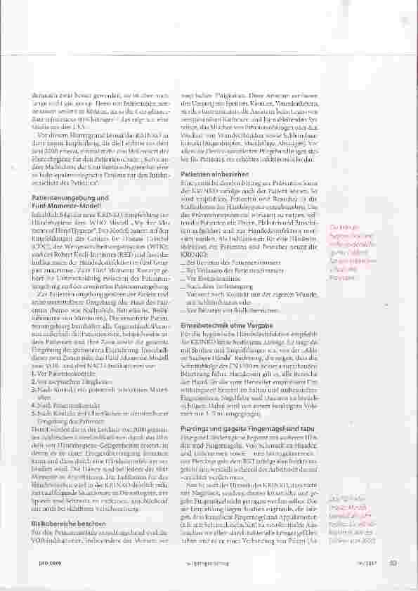Vorschauseite 2: Neue KRINKO-Empfehlung Händehygiene: Jeder Moment zählt