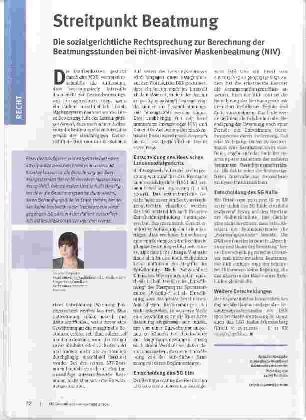 Vorschauseite 1: Streitpunkt Beatmung