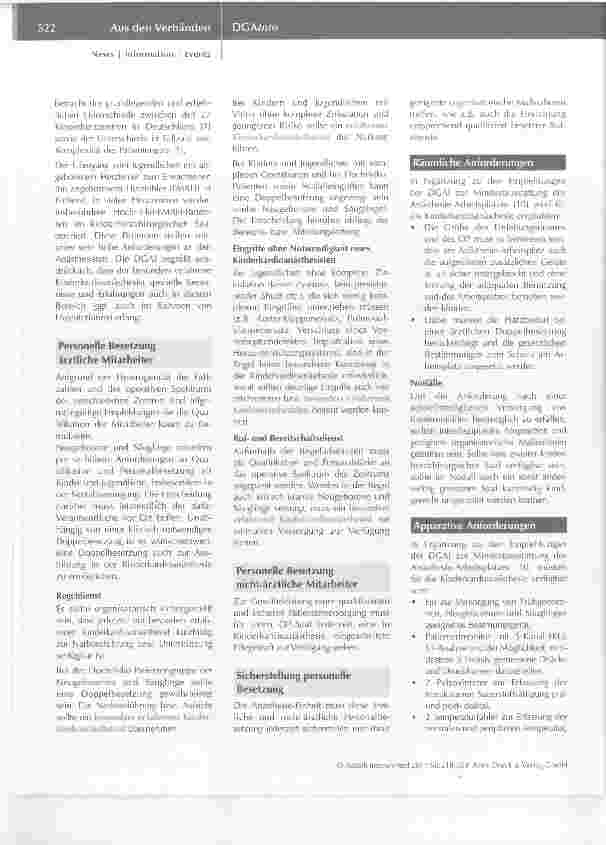Vorschauseite 5: Vorwort zu der Empfehlung Personelle, räumliche, apparative und organisatorische Voraussetzungen sowie Anforderungen bei der Erbringung von Anästhesieleistungen für herzchirurgisc…