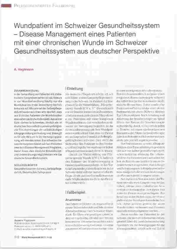 Vorschauseite 1: Wundpatient im Schweizer Gesundheitssystem Disease Management eines Patienten mit einer chronischen Wunde im Schweizer Gesundheitssystem aus deutscher Perspektive