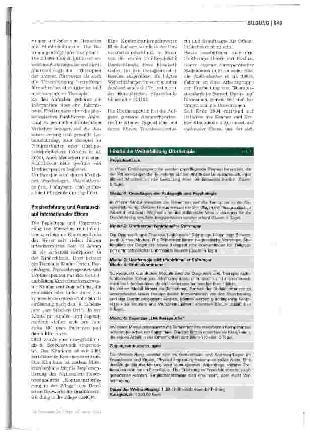 Vorschauseite 2: Urotherapie - ein „neues Arbeitsfeld im Gesundheitswesen