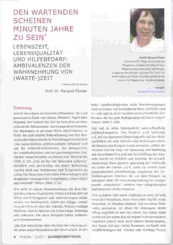 Vorschauseite 1: LEBENSZEIT, LEBENSQUALITÄT UND HILFEBEDARF: AMBIVALENZEN DER WAHRNEHMUNG VON (WARTE-)ZEIT
