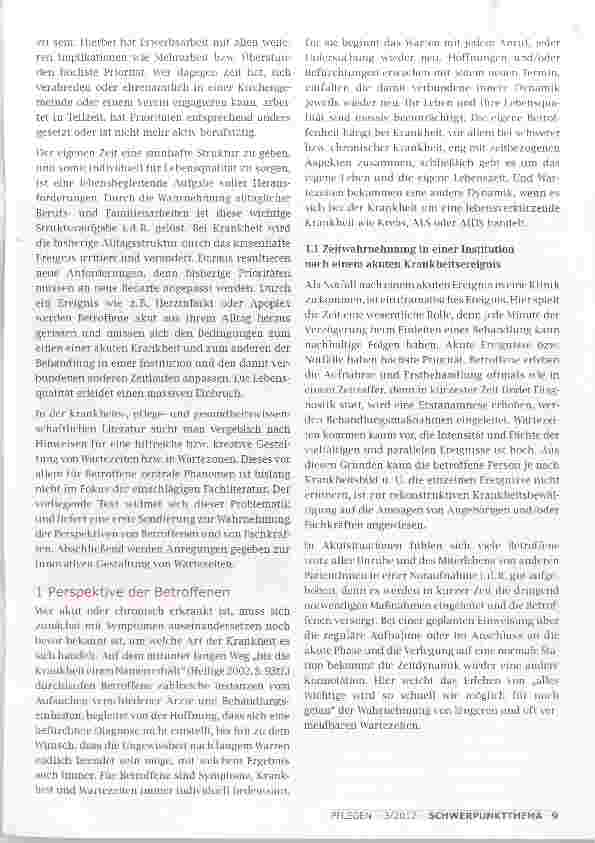 Vorschauseite 2: LEBENSZEIT, LEBENSQUALITÄT UND HILFEBEDARF: AMBIVALENZEN DER WAHRNEHMUNG VON (WARTE-)ZEIT