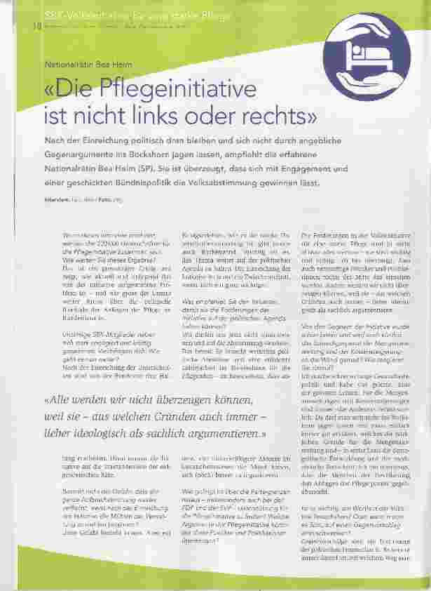 Vorschauseite 1: Die Pflegeinitiative ist nicht links oder rechts