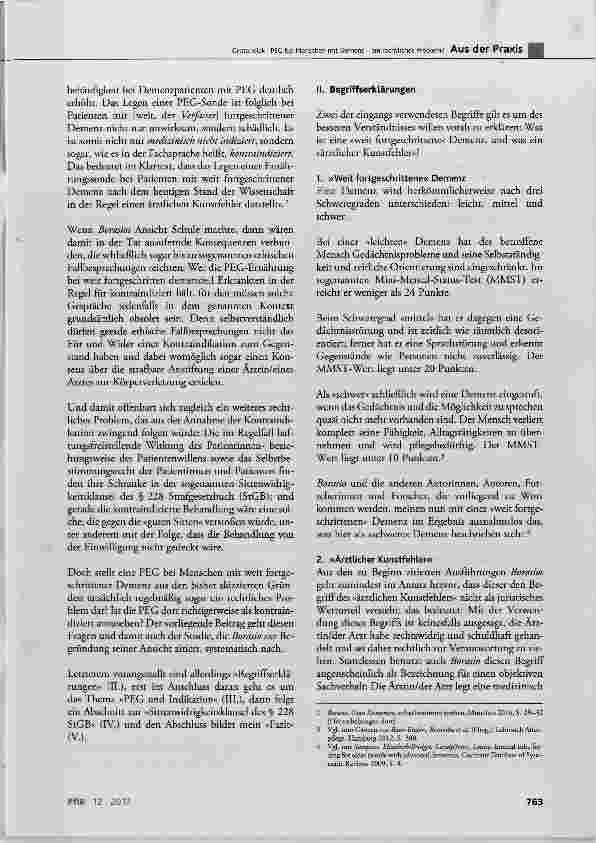 Vorschauseite 2: PEG bei Menschen mit Demenz ein rechtliches Problem?