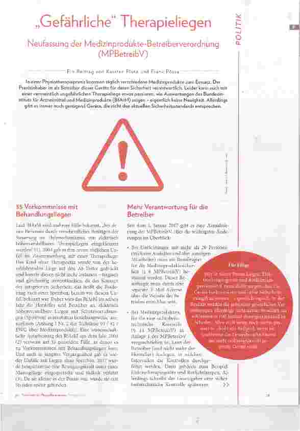 Vorschauseite 1: „Gefährliche“ Therapieliegen