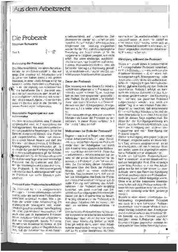 Vorschauseite 1: Die Probezeit Teil 1