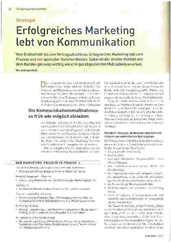Vorschauseite 1: Erfolgreiches Marketing lebt von Kommunikation