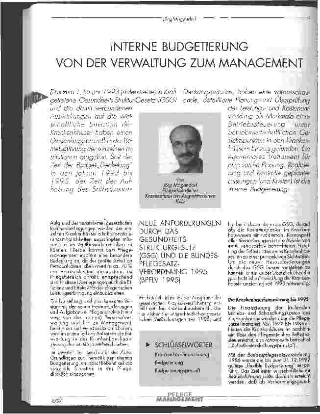 Vorschauseite 1: Interne Budgetierung Von der Verwaltung zum Management