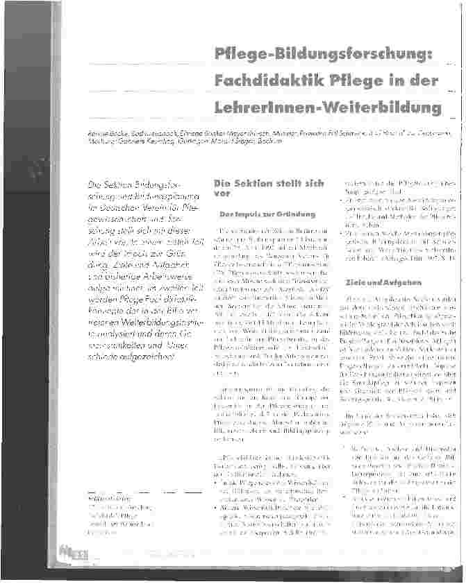 Vorschauseite 1: Pflege-Bildungsforschung: Fachdidaktik Pflege in der LehrerInnen-Weiterbildung