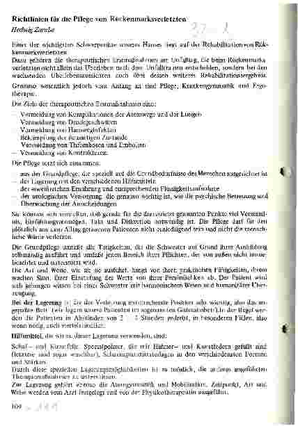 Vorschauseite 1: Richtlinien für die Pflege von Rückenmarksverletzten