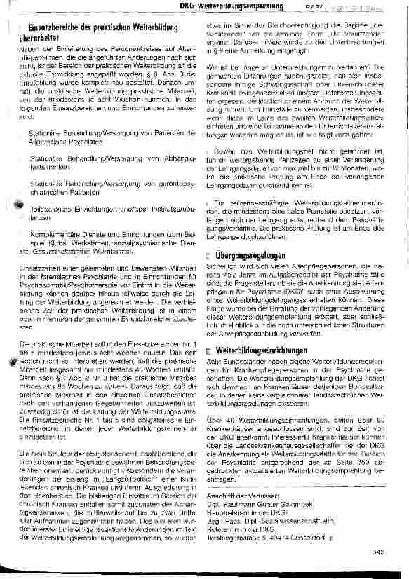 Vorschauseite 2: Hinweise zur überarbeiteten DKG-Weiterbildungsempfehlung Psychiatrie