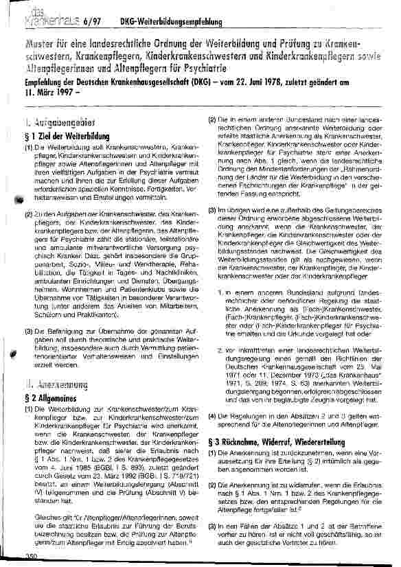Vorschauseite 3: Hinweise zur überarbeiteten DKG-Weiterbildungsempfehlung Psychiatrie