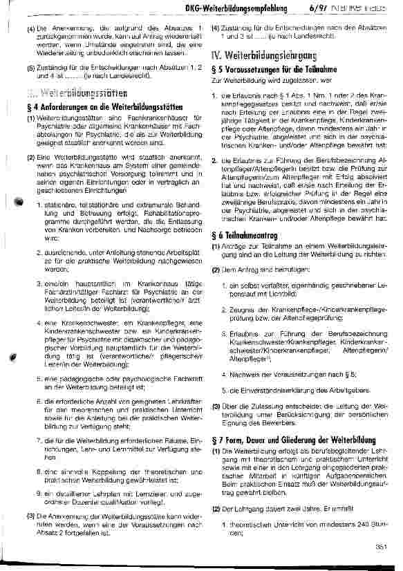 Vorschauseite 4: Hinweise zur überarbeiteten DKG-Weiterbildungsempfehlung Psychiatrie