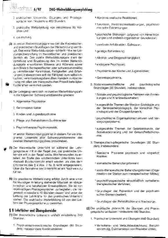 Vorschauseite 5: Hinweise zur überarbeiteten DKG-Weiterbildungsempfehlung Psychiatrie