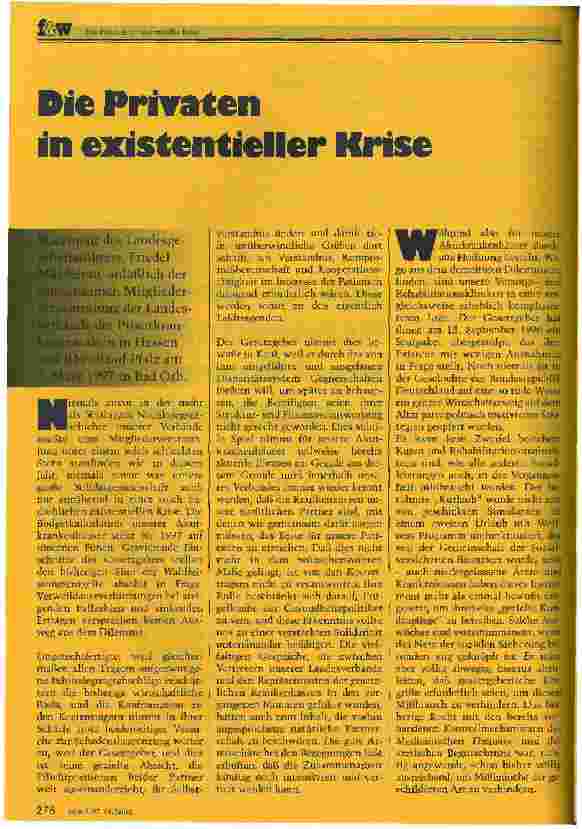 Vorschauseite 1: Die Privaten in existentieller Krise Mitteilungen des Bundesverbandes Deutscher Privatkrankenanstalten