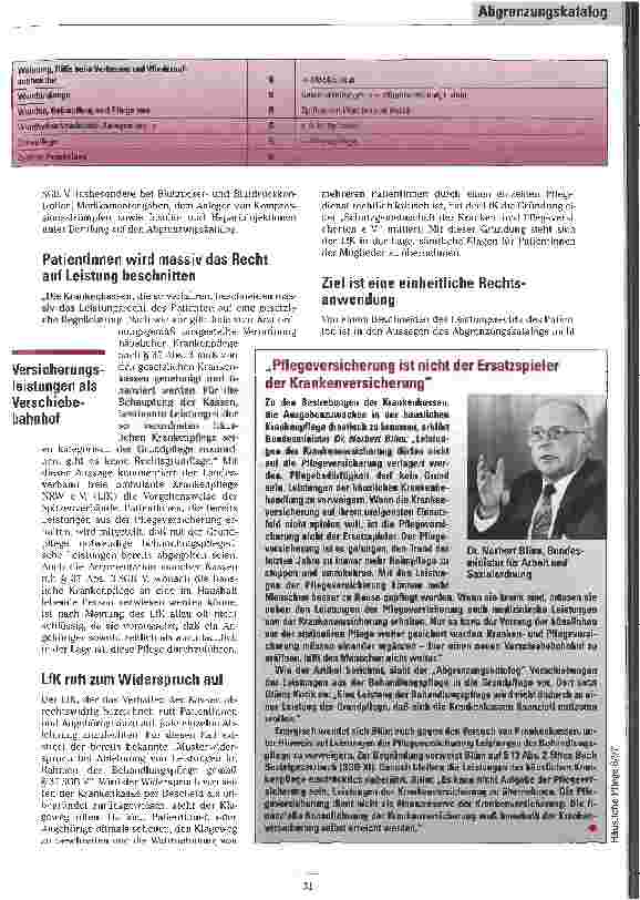 Vorschauseite 6: Der Stein des Anstoßes Der Abgrenzungskatalog - ein neues Sparkonzept der Krankenkassen