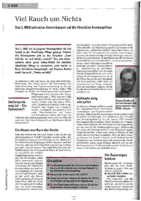 Vorschauseite 1: Viel Rauch um Nichts Das 2. NOG und seine Auswirkungen auf die Häusliche Pflege