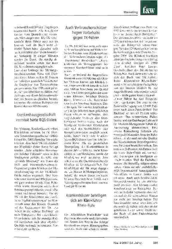 Vorschauseite 2: Streit um Klinikführer