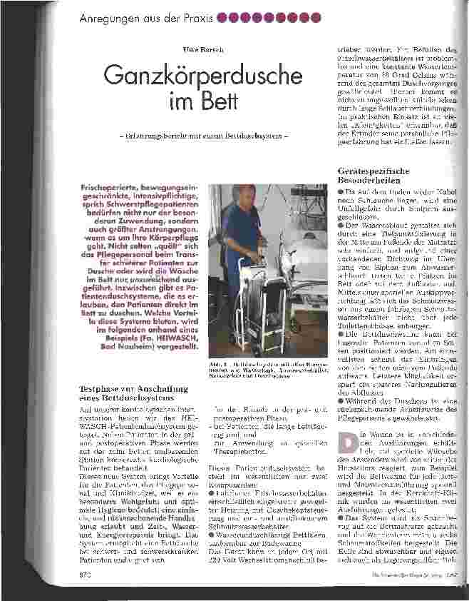 Vorschauseite 1: Ganzkörperdusche im Bett Erfahrungsbericht mit einem Bettduschsystem