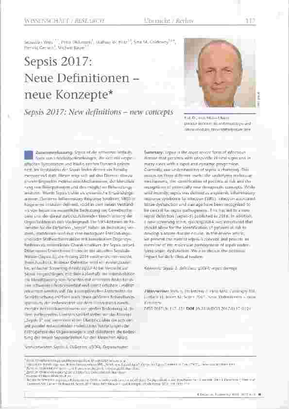 Vorschauseite 1: Sepsis 2017: Neue Definitionen - neue Konzepte