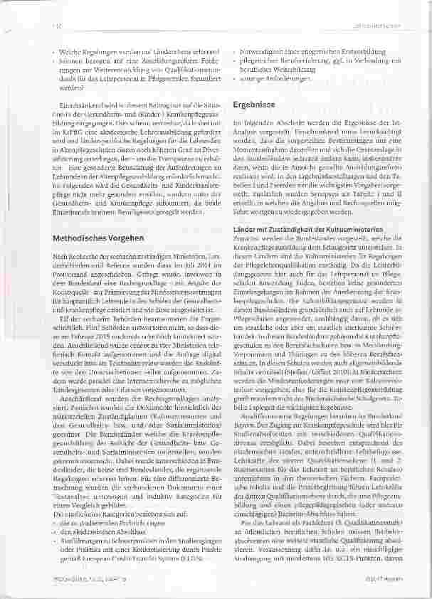 Vorschauseite 2: Bundesländerspezifische Regelungen für die hauptberufliche Lehrtätigkeit an Gesundheitsund Krankenpflegeschulen in Deutschland eine Ist-Analyse