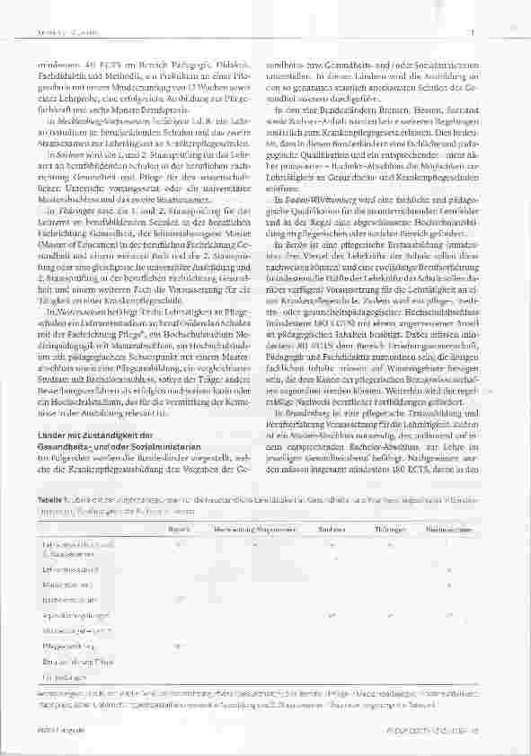 Vorschauseite 3: Bundesländerspezifische Regelungen für die hauptberufliche Lehrtätigkeit an Gesundheitsund Krankenpflegeschulen in Deutschland eine Ist-Analyse